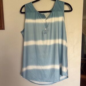 Blue and White Sleeveless Top